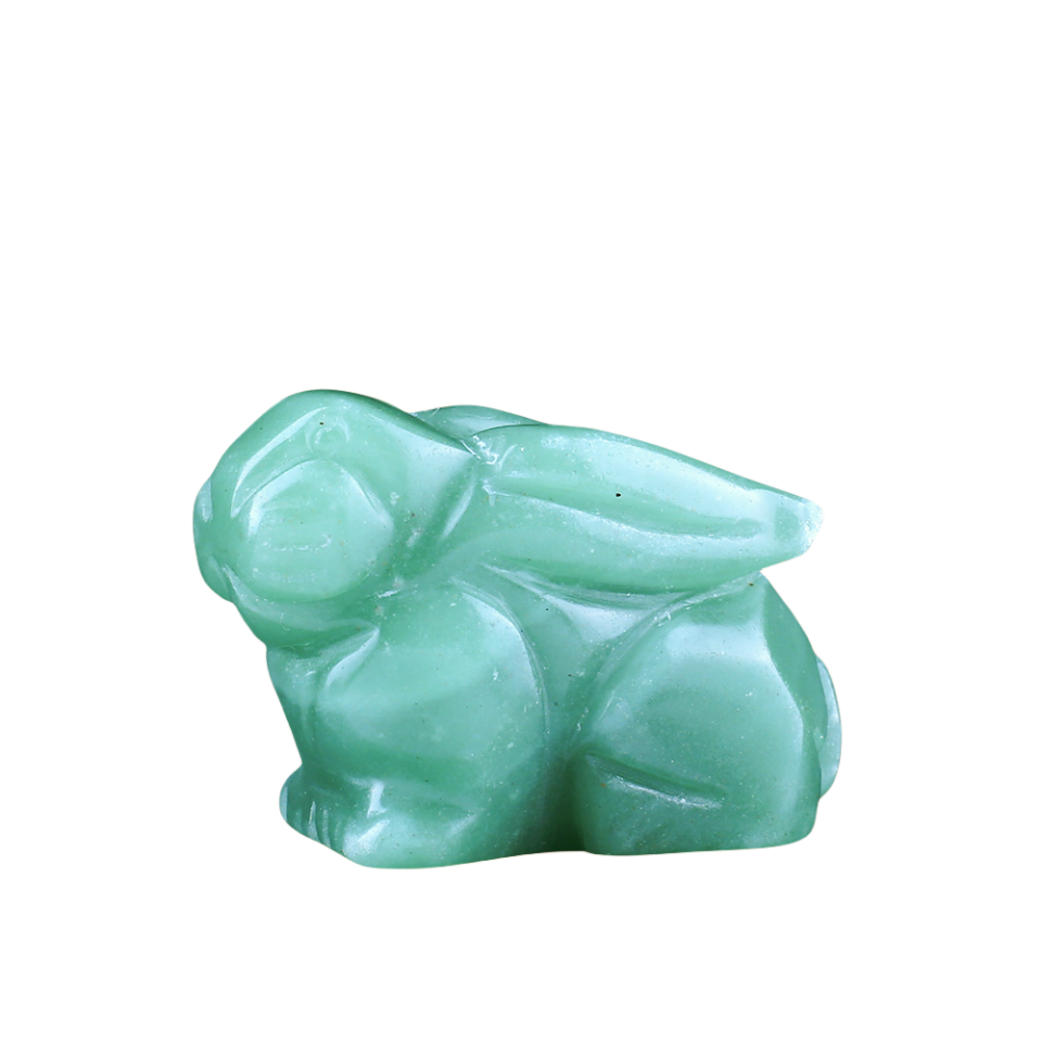 Crystal 1.5 Inch Rabbit Carvings GEMROCKY-Carvings-Green Aventurine-