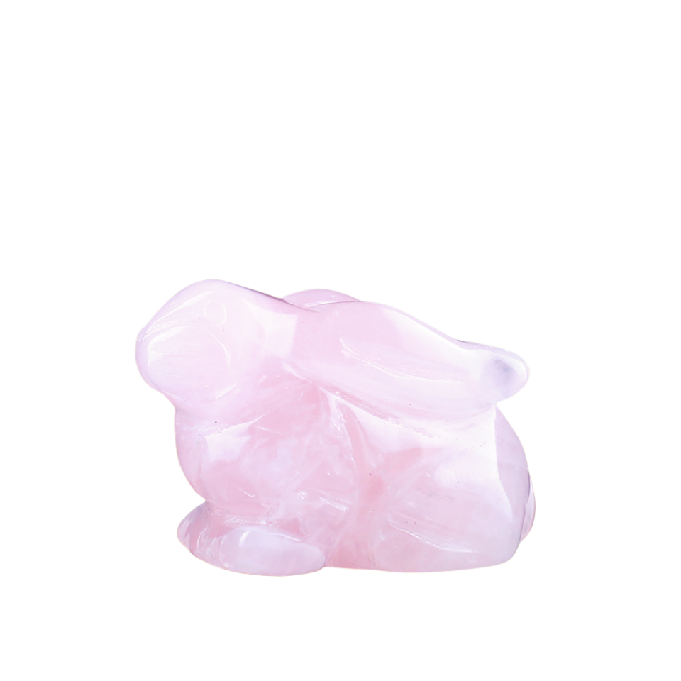 Crystal 1.5 Inch Rabbit Carvings GEMROCKY-Carvings-Rose Quartz-