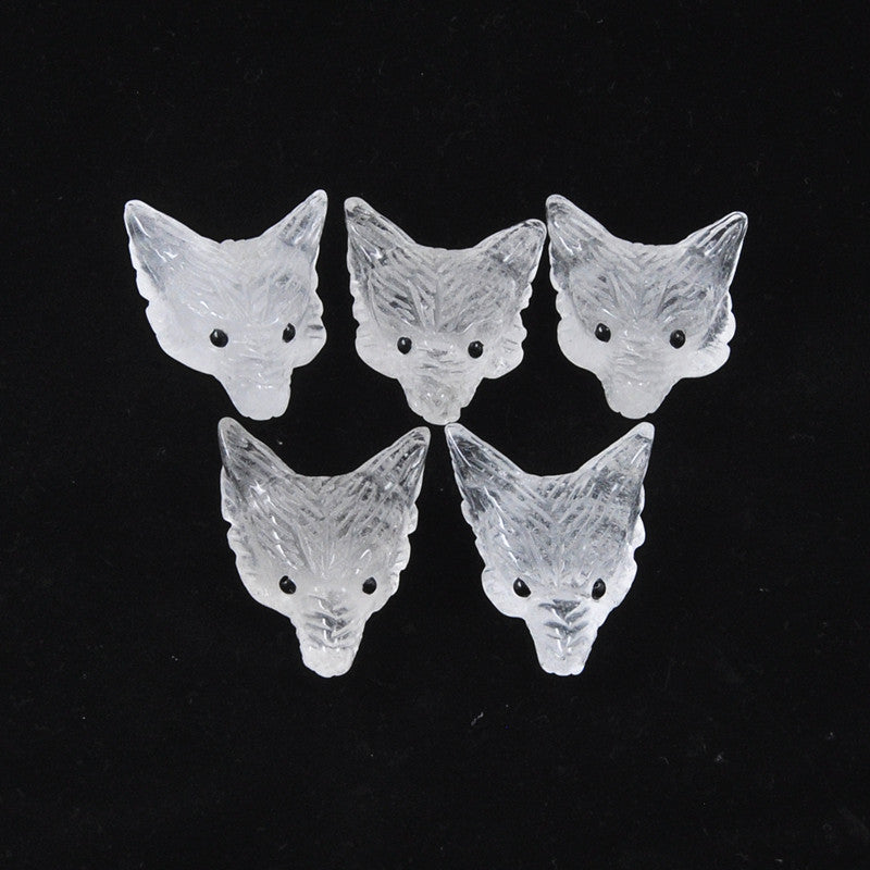 Crystal 1.5 Inch Wolf Head Carvings GEMROCKY-Carvings-Clear Quartz-