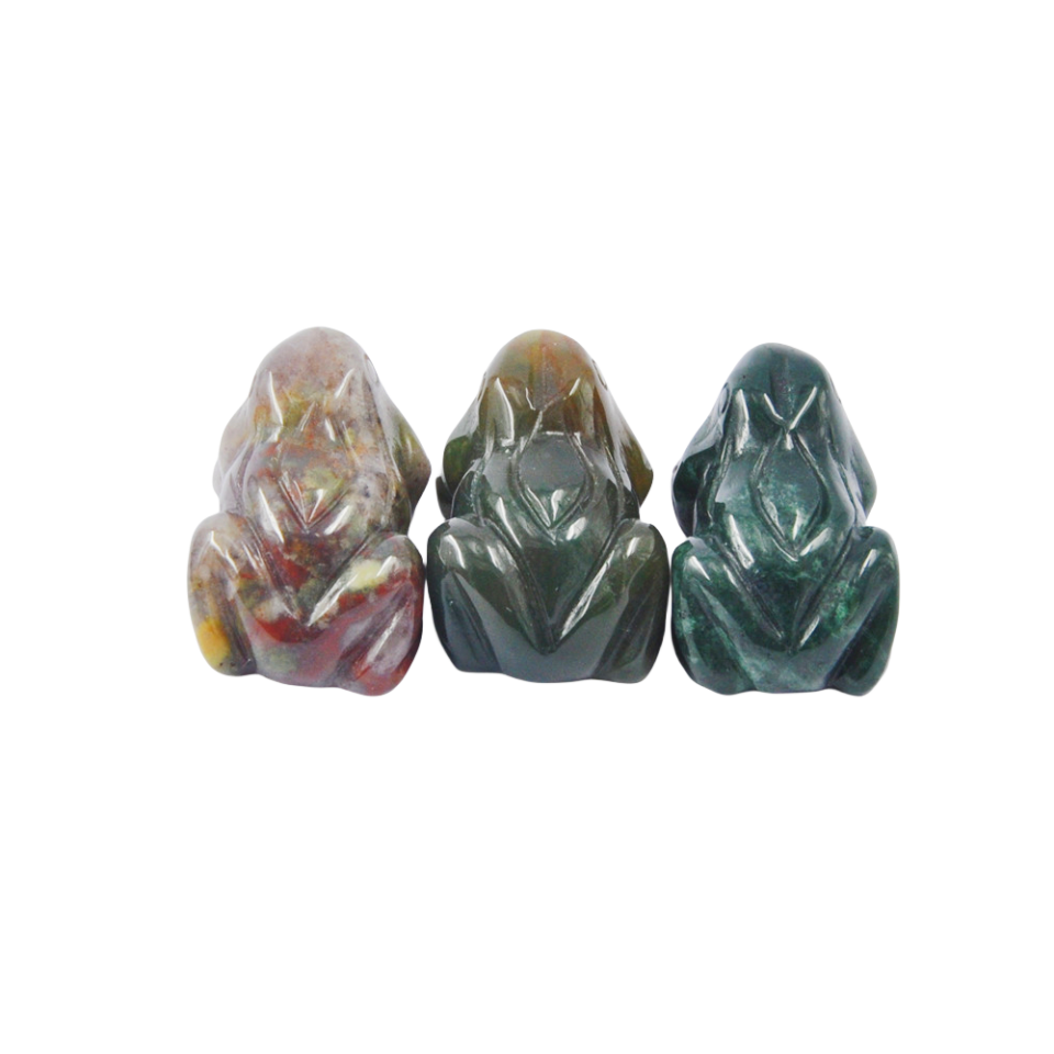 Crystal 2 Inch Frog Carvings GEMROCKY-Carvings-Indian Agate-