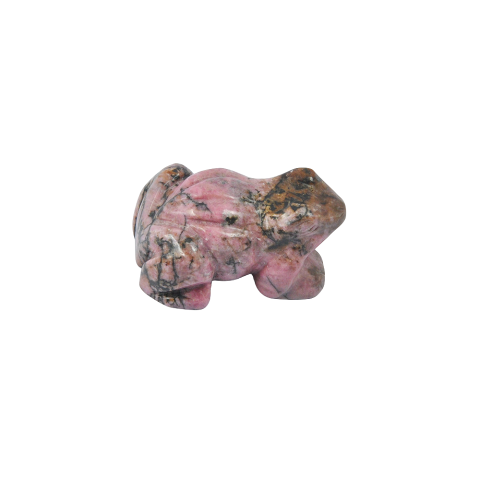 Crystal 2 Inch Frog Carvings GEMROCKY-Carvings-Rhodonite-