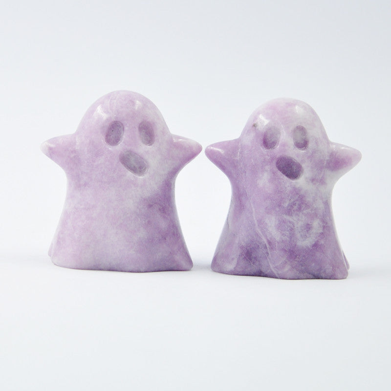 Crystal 2 Inch Ghost Halloween Carvings GEMROCKY-Carvings-Lepidolite-