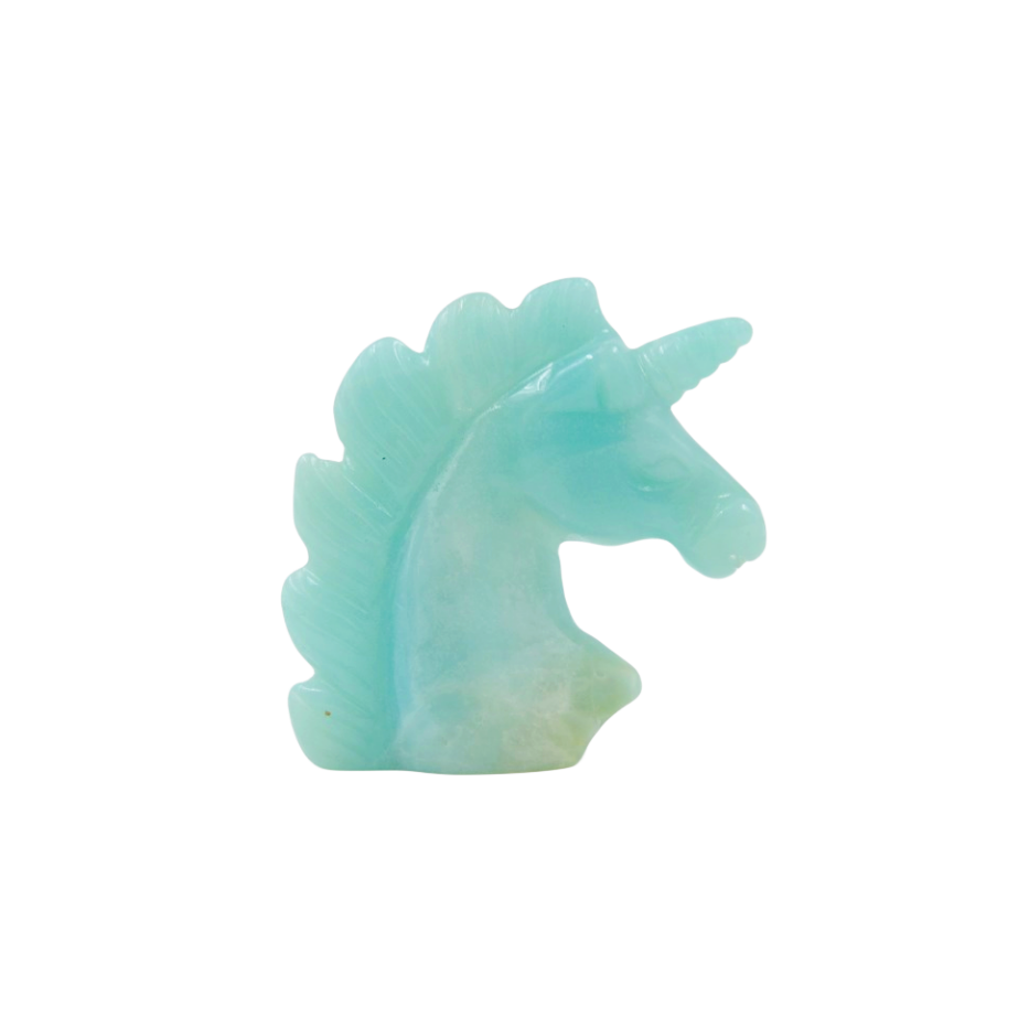 Crystal 2 Inch Unicorn Head Carvings GEMROCKY-Carvings-Amazonite-