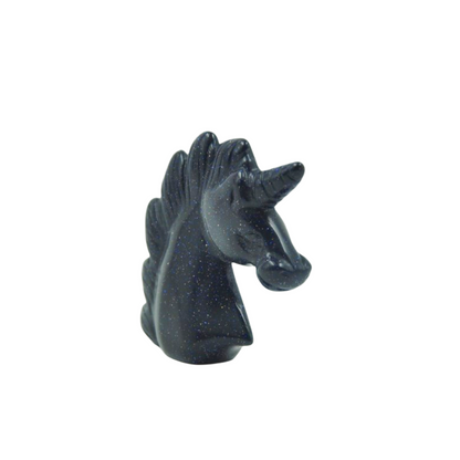 Crystal 2 Inch Unicorn Head Carvings GEMROCKY-Carvings-Blue Sandstone-