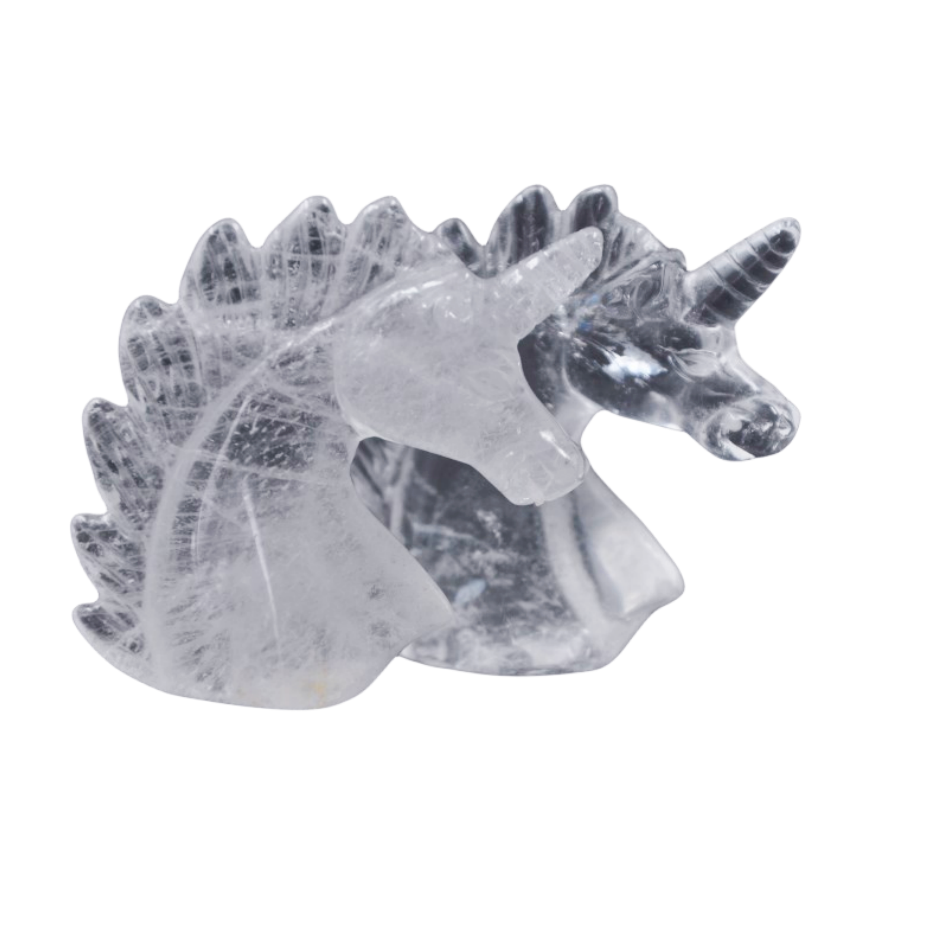 Crystal 2 Inch Unicorn Head Carvings GEMROCKY-Carvings-Clear Quartz-