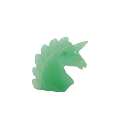 Crystal 2 Inch Unicorn Head Carvings GEMROCKY-Carvings-Green Aventurine-