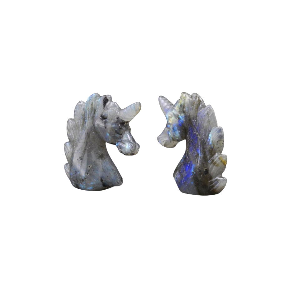 Crystal 2 Inch Unicorn Head Carvings GEMROCKY-Carvings-Labradorite-