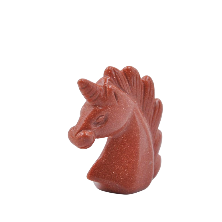 Crystal 2 Inch Unicorn Head Carvings GEMROCKY-Carvings-Red Jasper-