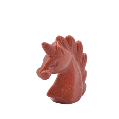 Crystal 2 Inch Unicorn Head Carvings GEMROCKY-Carvings-Red Jasper-