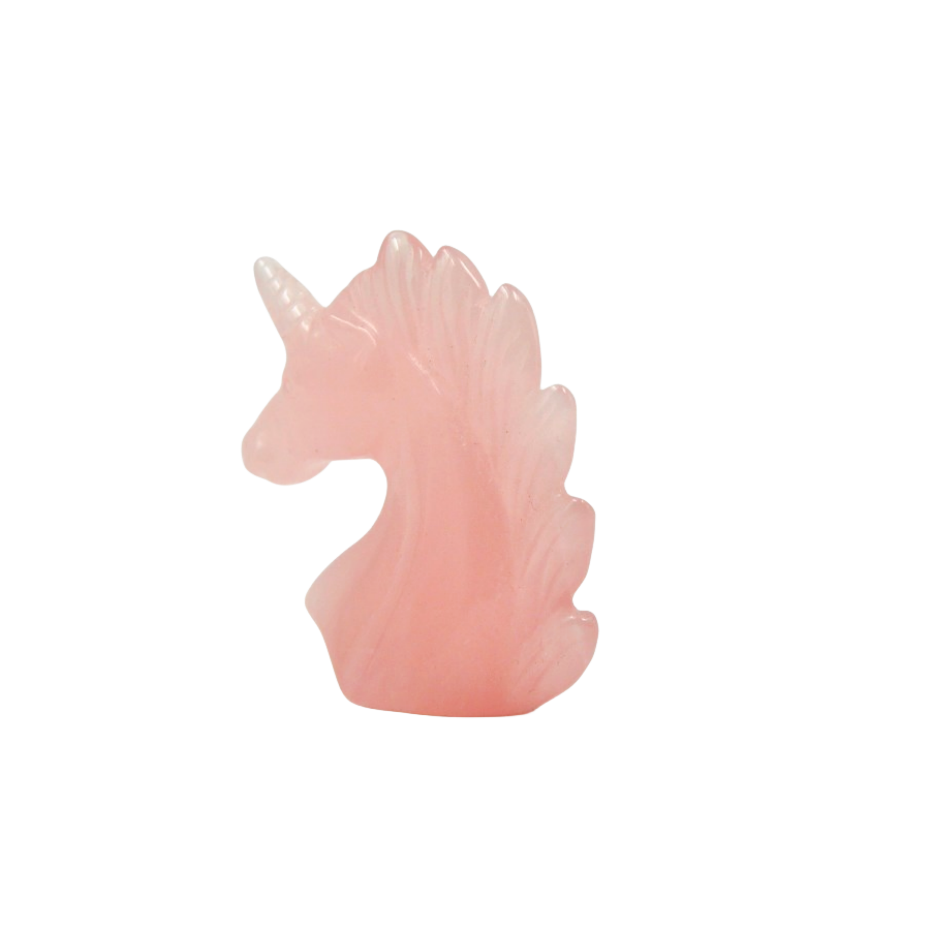 Crystal 2 Inch Unicorn Head Carvings GEMROCKY-Carvings-Rose Quartz-