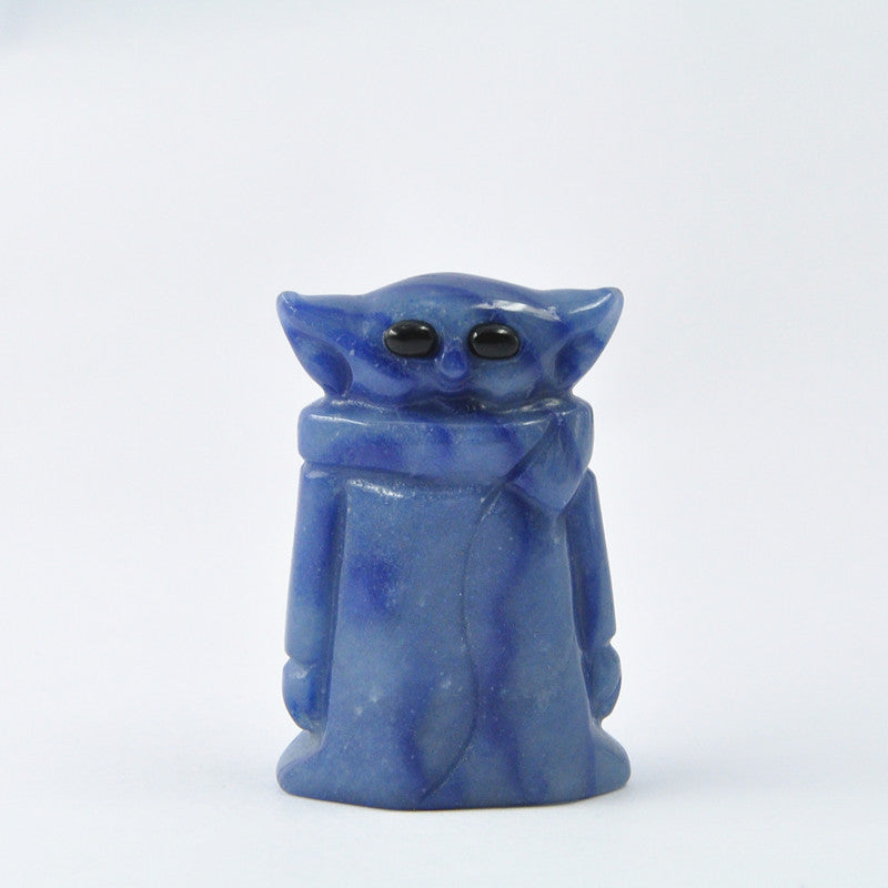 Crystal 5cm Baby Yoda Carvings GEMROCKY-Carvings-Blue Aventurine-