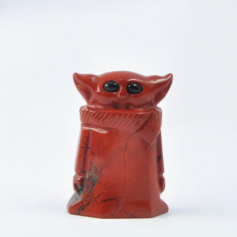 Crystal 5cm Baby Yoda Carvings GEMROCKY-Carvings-Red Jasper-