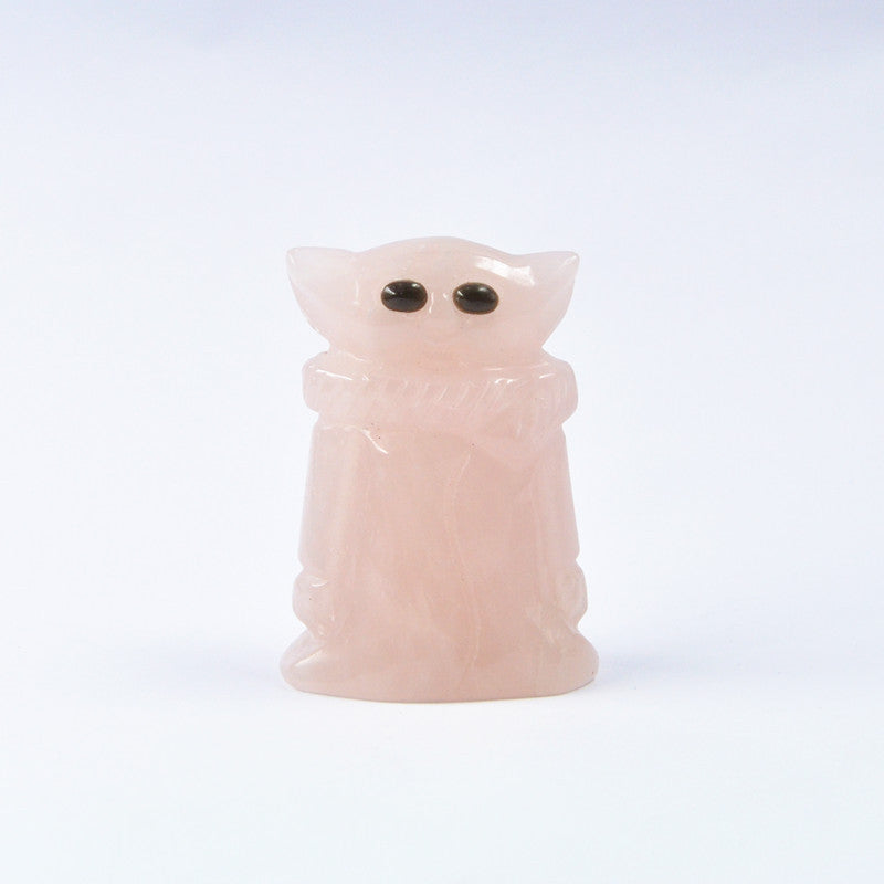 Crystal 5cm Baby Yoda Carvings GEMROCKY-Carvings-Rose Quartz-