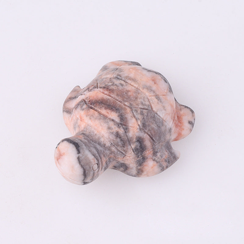 Crystal 5cm Small Turtle Animal Carvings GEMROCKY-Carvings-Pink Zebra Jasper-