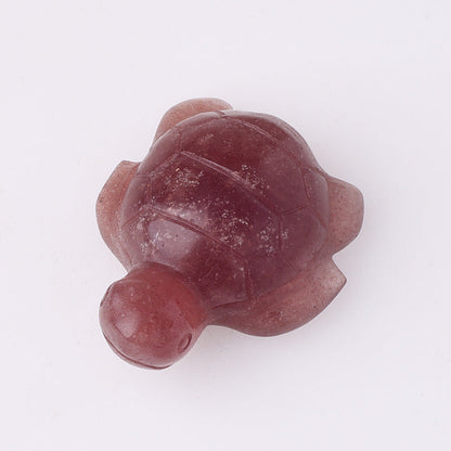 Crystal 5cm Small Turtle Animal Carvings GEMROCKY-Carvings-Strawberry Quartz-