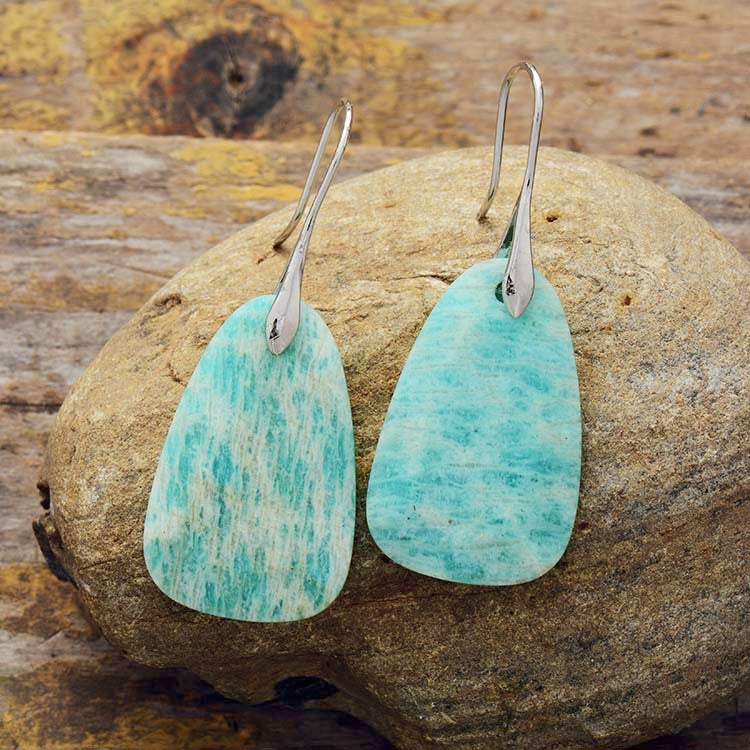 Crystal Amazonite Drop Vintage Eardrop Earrings GEMROCKY-Jewelry-