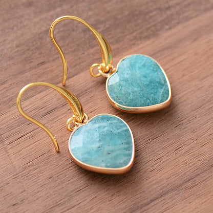 Crystal Amazonite Heart Eardrop Earrings GEMROCKY-Jewelry-