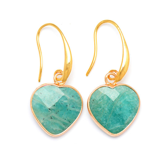 Crystal Amazonite Heart Eardrop Earrings GEMROCKY-Jewelry-