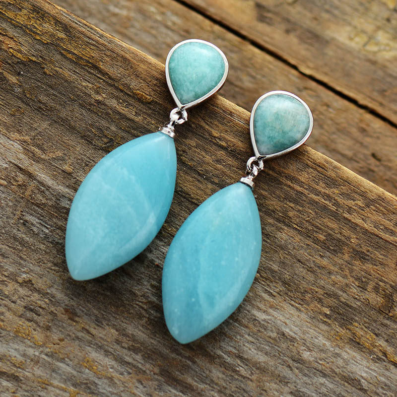 Crystal Amazonite Waterdrop Eardrop Earrings GEMROCKY-Jewelry-