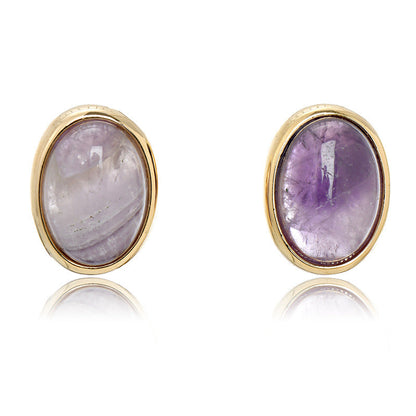 Crystal Amethyst Oval Vintage Earrings GEMROCKY-Jewelry-