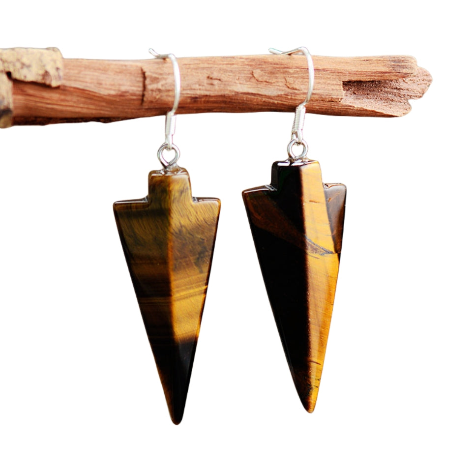 Crystal Arrow Eardrop Earrings GEMROCKY-Jewelry-Tiger Eye Stone-