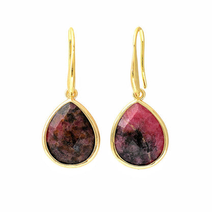 Crystal Black Rhodonite Eardrop Earrings GEMROCKY-Jewelry-