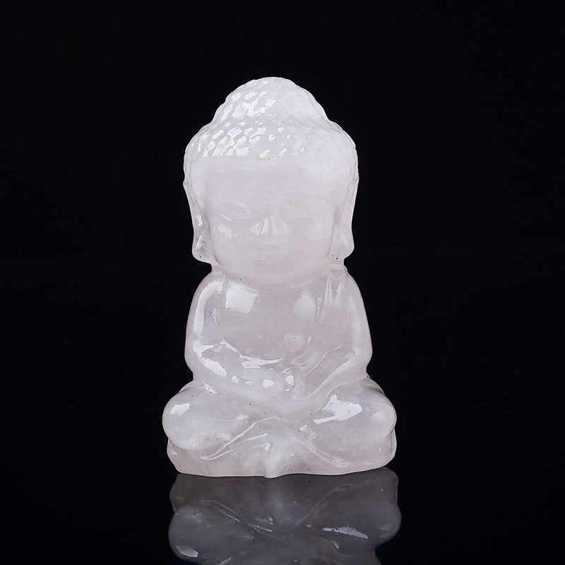 Crystal Budda 6.5cm Carvings GEMROCKY-Carvings-Rose Quartz-