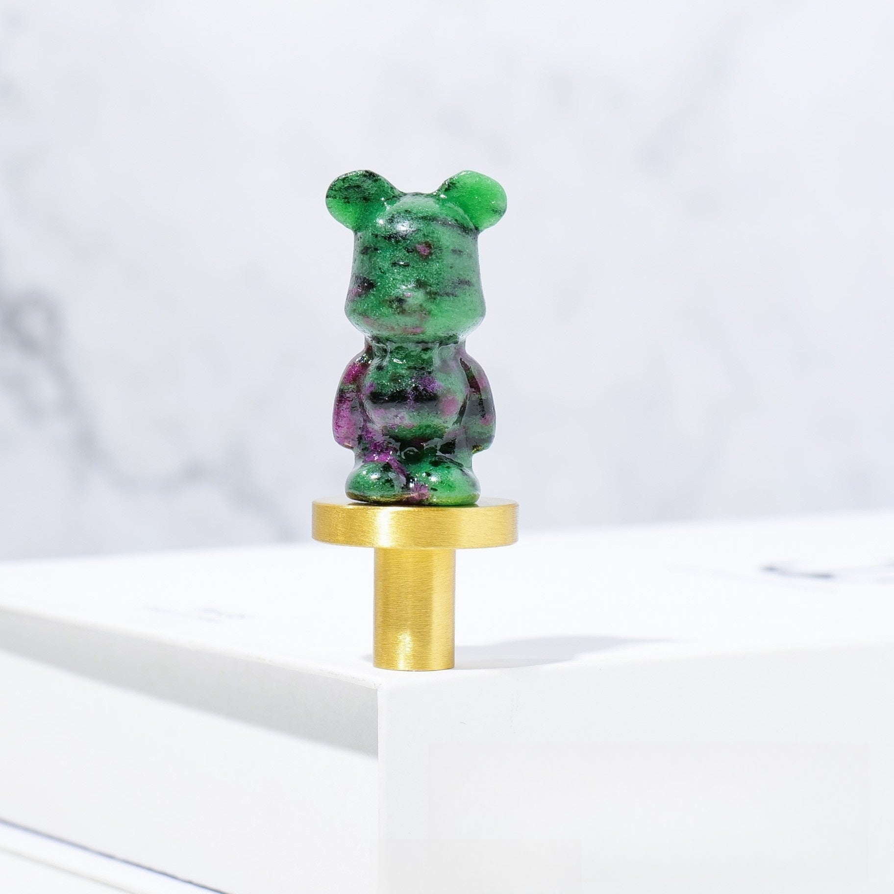 Crystal Cartoon Violent Bear 4cm Carvings GEMROCKY-Carvings-Ruby Zoisite-