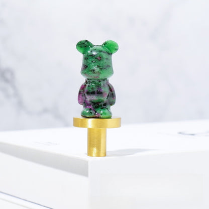 Crystal Cartoon Violent Bear 4cm Carvings GEMROCKY-Carvings-Ruby Zoisite-