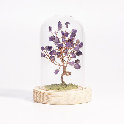 Crystal Chip Lucky Tree Glass Greenhouse Ornaments GEMROCKY-Decoration-11*7.5cm Amethyst-