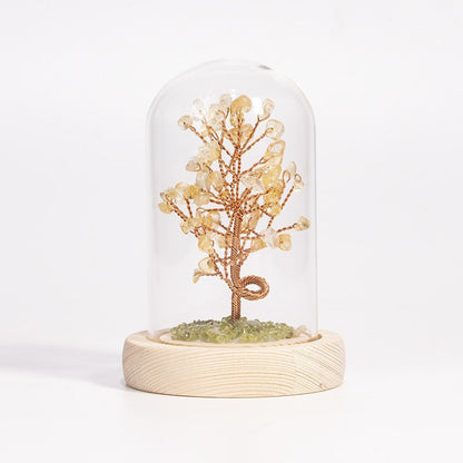 Crystal Chip Lucky Tree Glass Greenhouse Ornaments GEMROCKY-Decoration-11*7.5cm Citrine-