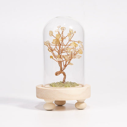 Crystal Chip Lucky Tree Glass Greenhouse Ornaments GEMROCKY-Decoration-13*7.5cm Citrine-