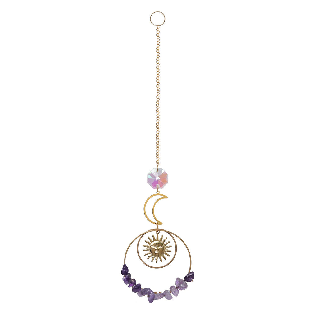 Crystal Chip Moon and Sun Pendant Suncatcher Ornaments GEMROCKY-Decoration-