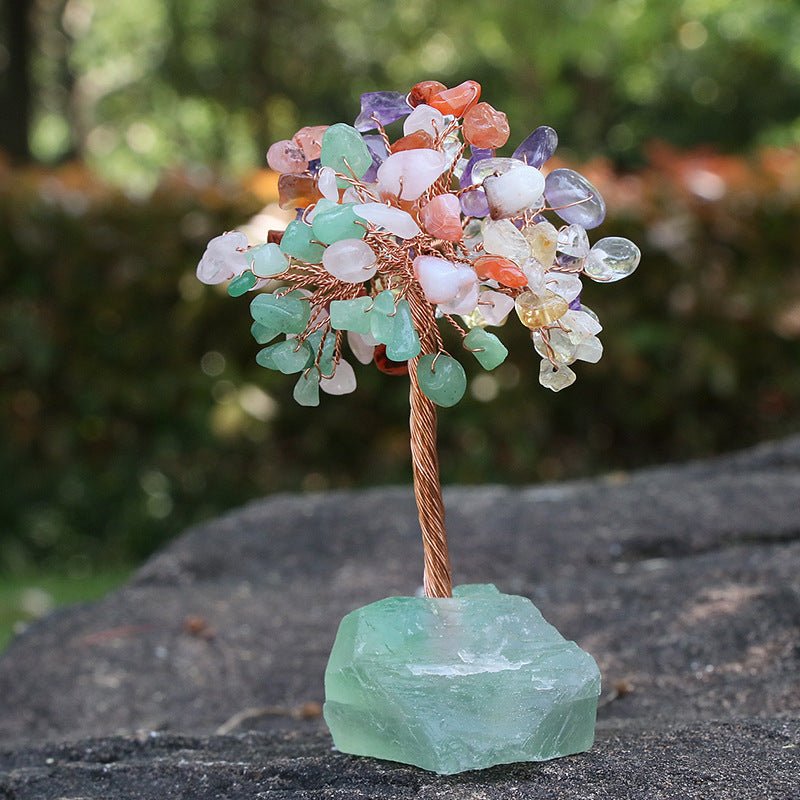 Crystal Chip with Rough Fluorite Base Gem Trees GEMROCKY-Decoration-