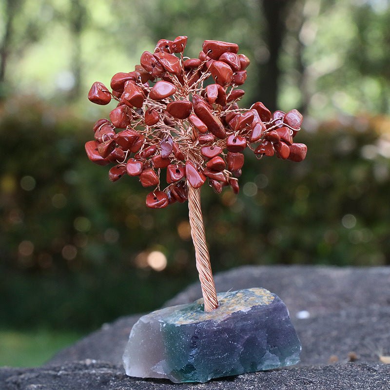 Crystal Chip with Rough Fluorite Base Gem Trees GEMROCKY-Decoration-Red Jasper-