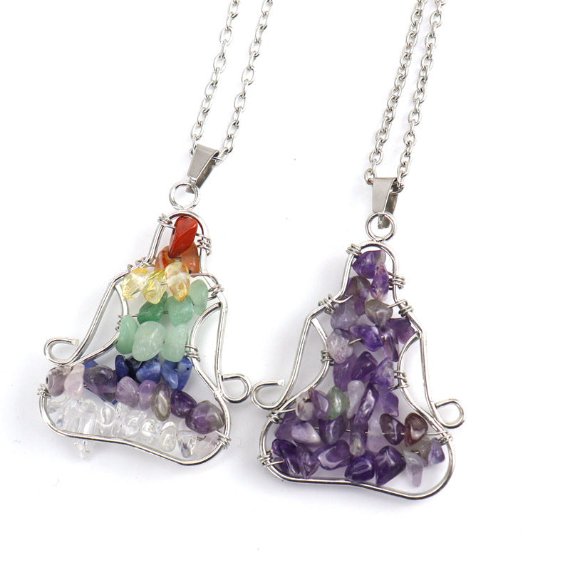 Crystal Chips Meditator Pendant Necklaces GEMROCKY-Jewelry-