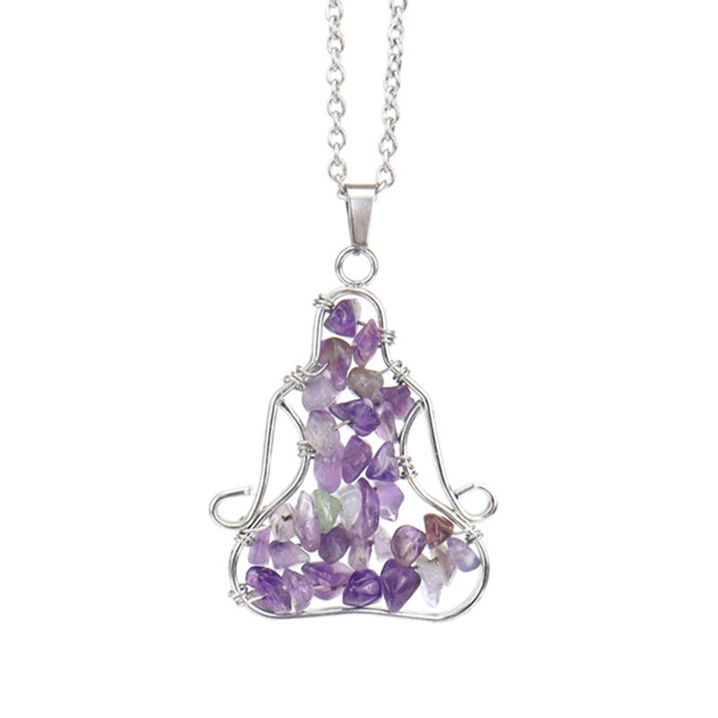 Crystal Chips Meditator Pendant Necklaces GEMROCKY-Jewelry-Amethyst-