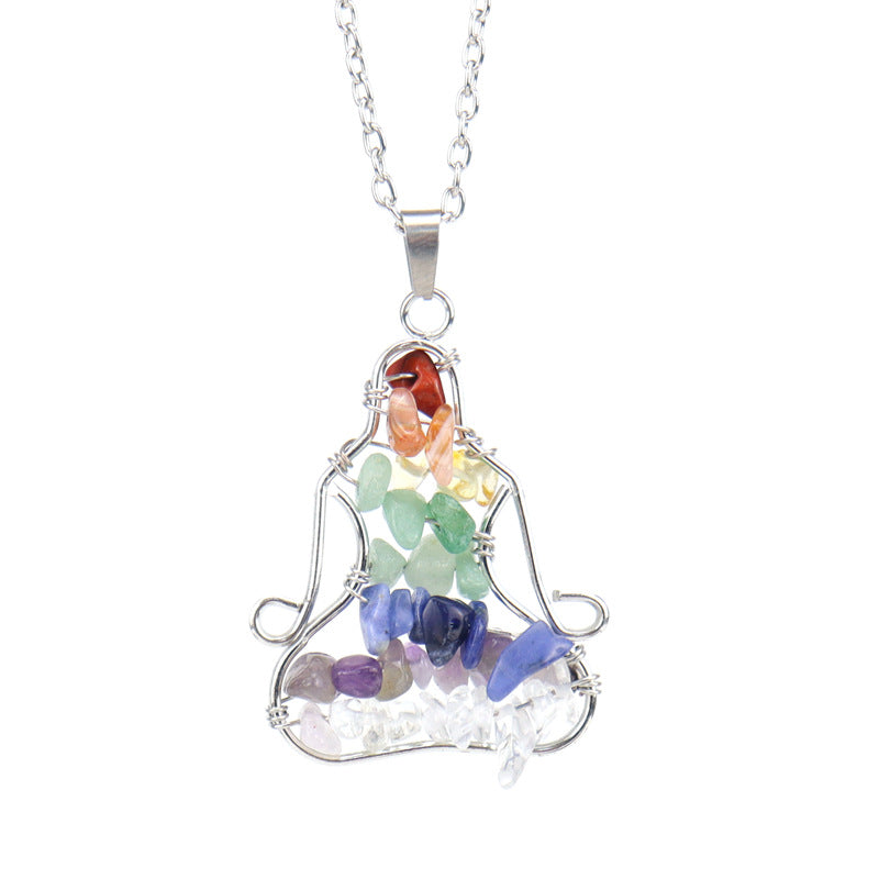 Crystal Chips Meditator Pendant Necklaces GEMROCKY-Jewelry-Chakra-