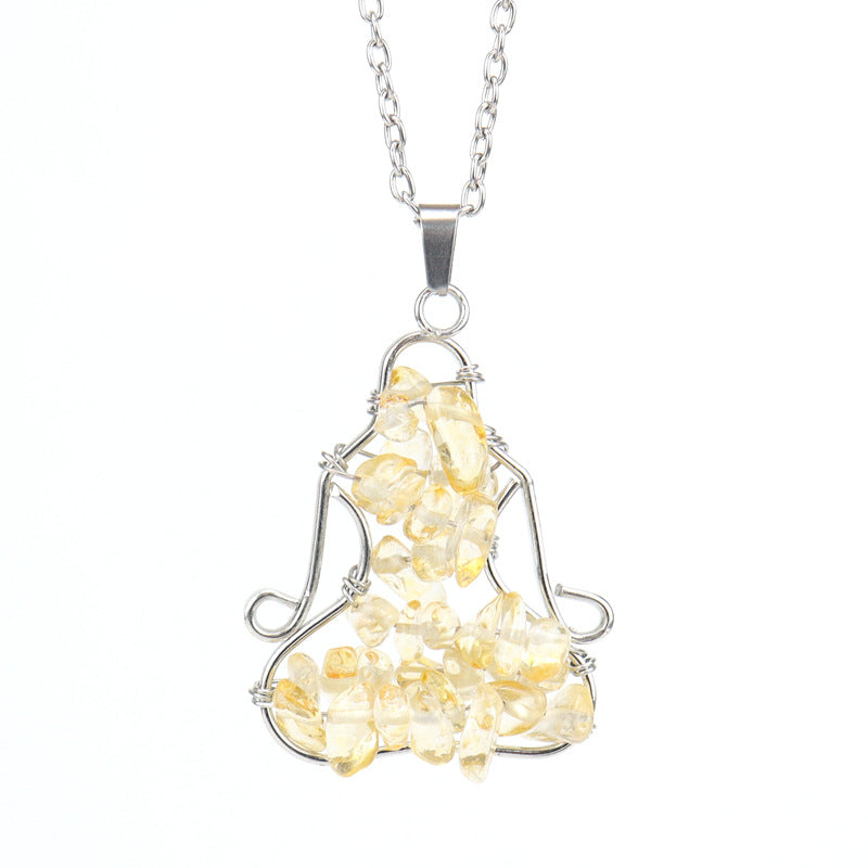 Crystal Chips Meditator Pendant Necklaces GEMROCKY-Jewelry-Citrine-