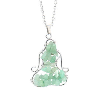 Crystal Chips Meditator Pendant Necklaces GEMROCKY-Jewelry-Green Aventurine-