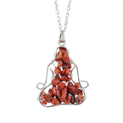 Crystal Chips Meditator Pendant Necklaces GEMROCKY-Jewelry-Red Jasper-