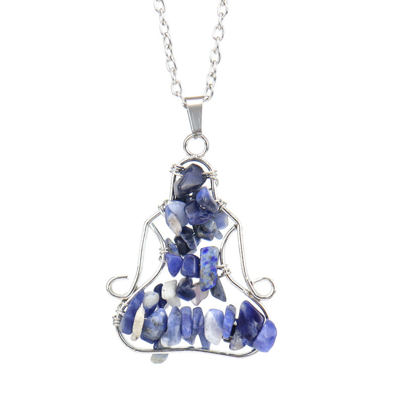 Crystal Chips Meditator Pendant Necklaces GEMROCKY-Jewelry-Sodalite-