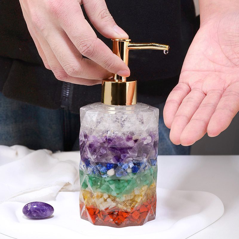 Crystal Chips Resin Lotion Bottle Bathroom Decor Art Ornaments GEMROCKY (2)