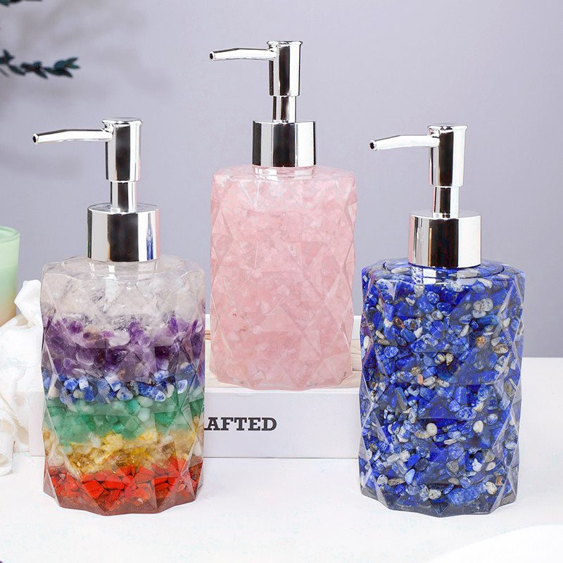 Crystal Chips Resin Lotion Bottle Bathroom Decor Art Ornaments GEMROCKY (3)