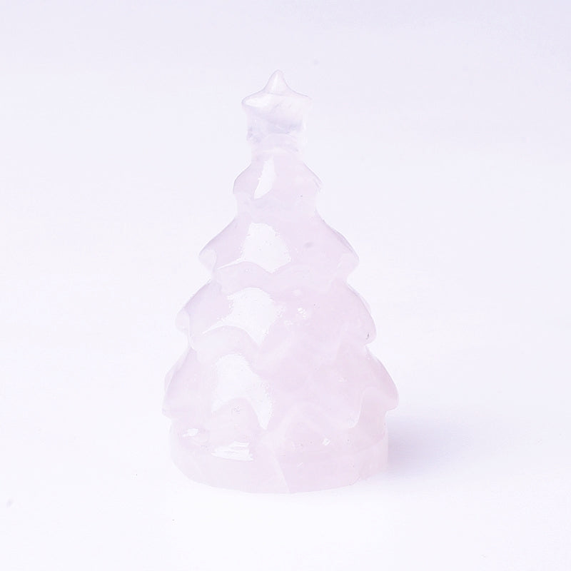 Crystal Christmas Tree Carvings GEMROCKY-Carvings-Rose Quartz-