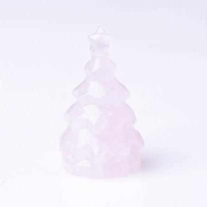 Crystal Christmas Tree Carvings GEMROCKY-Carvings-Rose Quartz-