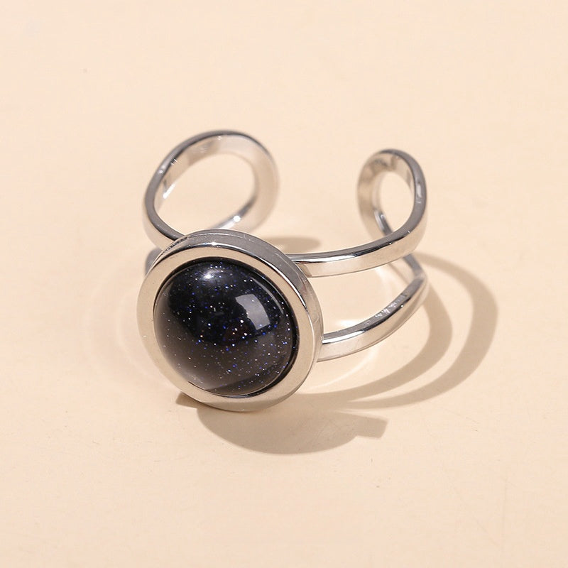 Crystal Circle Openable Rings GEMROCKY-Jewelry-Blue Sandstone-