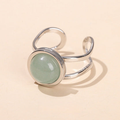 Crystal Circle Openable Rings GEMROCKY-Jewelry-Green Aventurine-