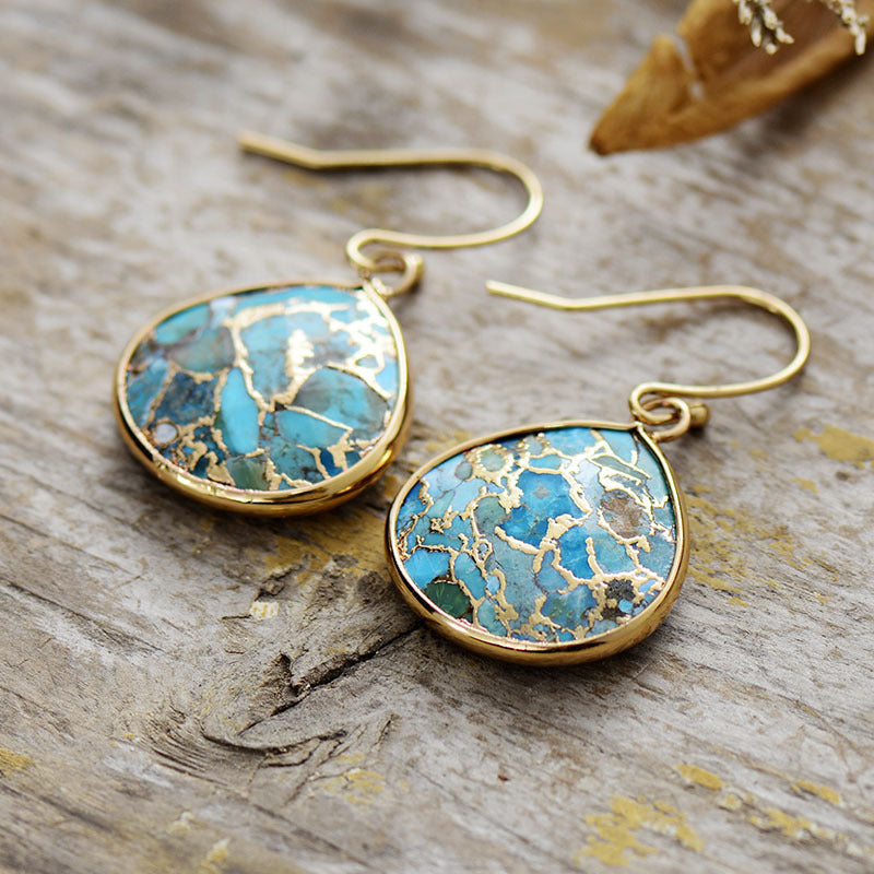 Crystal Crack Turquoise Eardrop Earrings GEMROCKY-Jewelry-