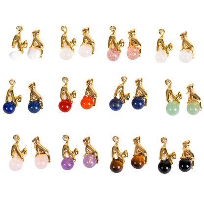 Crystal Cute Cat Silver Golden Earrings GEMROCKY-Jewelry-